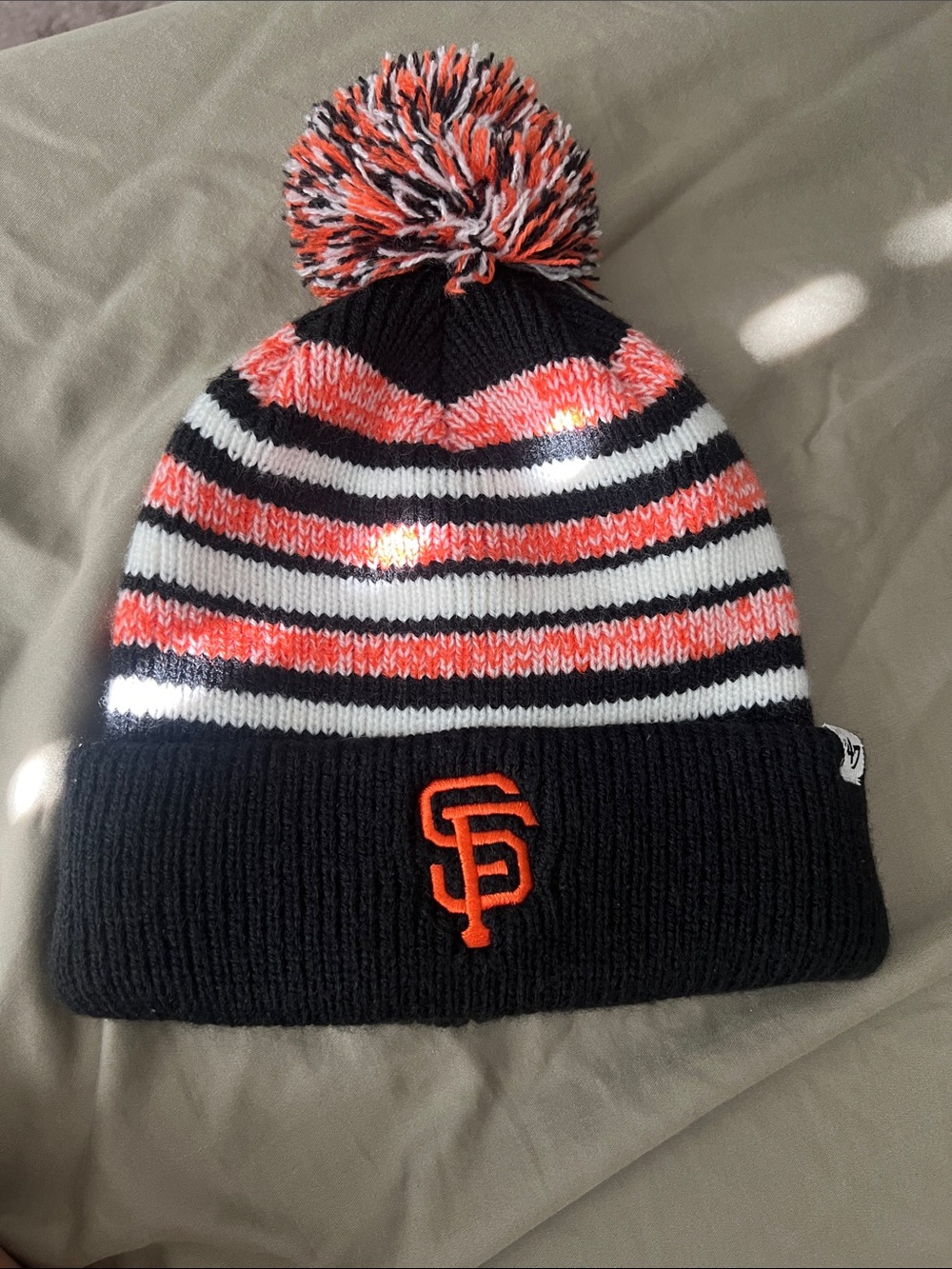 47 Kids San Francisco Giants Pom Beanie - Black, Orange & White